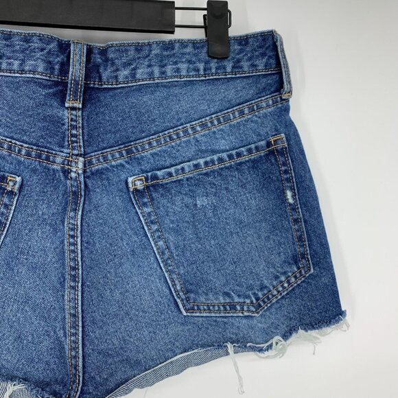 Old Navy OG Shorts Blue Denim High Rise Button Fly Distressed Cutoff - Picture 8 of 10